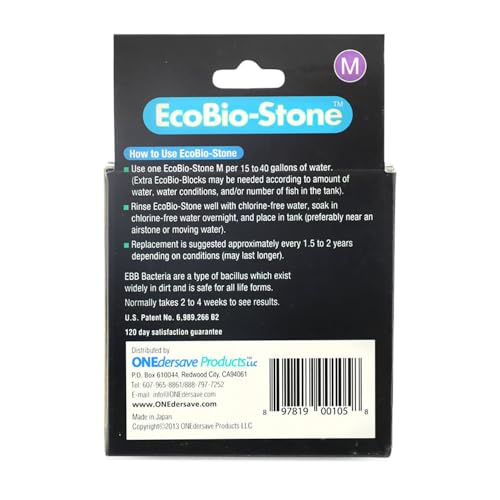 EcoBio-Block Aquarium Water Clarifier (Medium, 15–40 gal) | Volcanic Rock — Lasts Up to 2 Years — No Weekly Additives — Long-Term Water Balance — Safe for Fish, Shrimp, Frogs & Turtles - size: 1 Pack, style: Medium