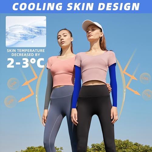 BHYTAKI UV 자외선 차단 팔 슬리브 6쌍, UPF 50 스포츠 쿨링 암 압박 슬리브 남성 여성 청소년용 - color: 블랙 2개+다크 그레이 2개+트레저 블루 2개