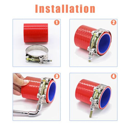 14 Pcs 7 Sizes T-Bolt Hose Clamps, 304 Stainless Steel Turbo Intake Intercooler Clamp,Working Range 32-91mm for 1-3" Hose ID, Radiator Hose Clamps Assortment Set - size: 14PCS KIT-7 SIZES