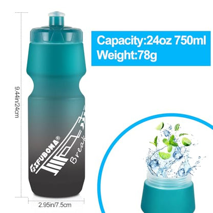 24oz Bike Water Bottle Leakproof Squeeze BPA Free Bicycle Bottles Design for Cycling Riding, Running, Gym & Outdoor Sports 2 Pack - color: Black+Green(2 PC)
