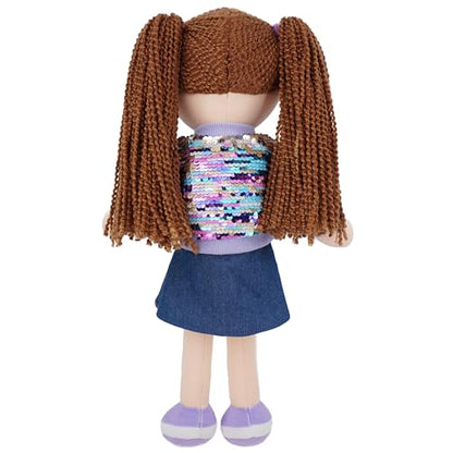 June Garden 14" Snuggle Cutie Sophie Glam - Soft Cuddly Plush Doll Gift for Girls - Huggable Rag Doll - Trendy Outfit M - color: 14" Sophie Glam, size: Medium
