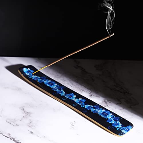 Bless-International Traditional-Handmade-Burner Wooden-Incense-Stick-Holder Ash-Catcher-Stand for-Aromatherapy-Meditation-Yoga (Meditation Time) 10 Inches, Pack of 1 - color: Meditation Time,10 Inch, size: One Holder