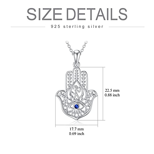 PROESS 925 Sterling Silver Hamsa/Allah Necklace Evil Eye Amulet Jewelry Gifts for Men Women - style: hamsa fatima necklace