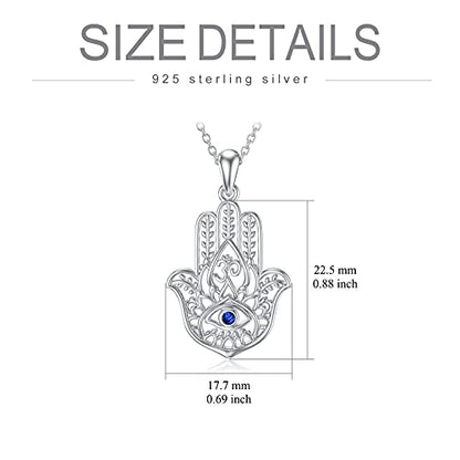 PROESS 925 Sterling Silver Hamsa/Allah Necklace Evil Eye Amulet Jewelry Gifts for Men Women - style: hamsa fatima necklace