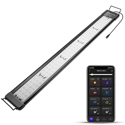 hygger 50W Smart Aquarium Light, Bluetooth LED Light with App Control, Full Spectrum Fish Tank Light with 24/7 Lighting Cycle, 5 Modes, Adjustable Timer, for 36"-42" Freshwater Planted Tank - size: 50W (for 36-42 inch Tank)