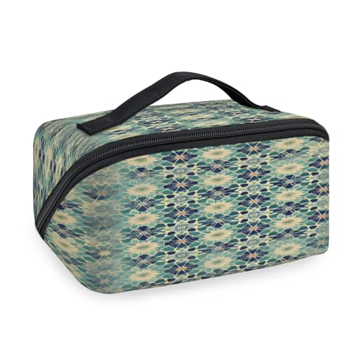 Islamic Flowers Travel Makeup Bag Waterproof Portable Pouch Open Flat Toiletry Bags Toiletries Cosmetics Traveling Organizer for Women Men