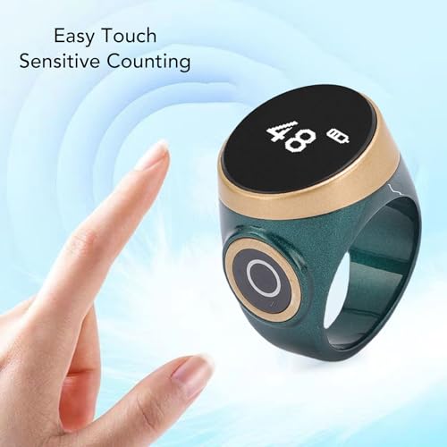 Smart Counter, Digital LCD Screen Rechargeable Electronic Tally for Muslim Islamic Prayer Work Sports, Finger Counter Touch Control - color: Green