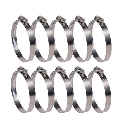 Winlong 3'' Stainless Steel Hose Clamps, 10PK SAE 48 Worm Gear Drive Hose Clamps Clamping Range 2 1/2 to 3 1/2 Inch (64-89mm) for Automotive Plumbing, 2 3/4'', 3 1/4'' clamps - size: SAE#48 (2-1/2" ~ 3-1/2") 10PK