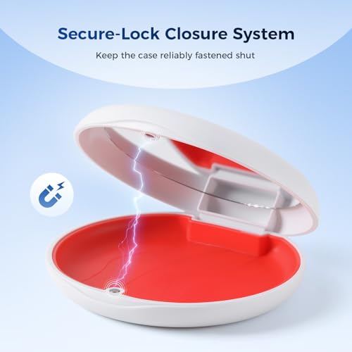 JMU Retainer Case, Slim Aligner Case with Mirror, Magnetic Closure Orthodontic Retainer Box, White - color: White