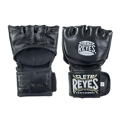 CLETO REYES Black Mamba MMA Fight Punching Fighting Gloves for Men and Women, Cowhide Leather, Without Thumb, Black - size: Large