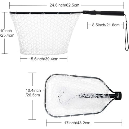 GOODCAT Fly Fishing Net, Bass Trout Landing Net, Folding Fishing Nets Fresh Water, Safe Fish Catching or Releasing, Fly Fishing net Magnetic Release - color: C:Extend Length:24.5"