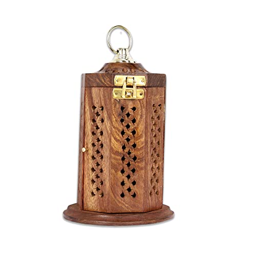 Bless-International Traditional-Handmade-Burner Wooden-Incense-Stick-Holder Ash-Catcher-Stand for-Aromatherapy-Meditation-Yoga (7 Inch Letter Box Wooden Charcoal/Cone) - color: Letter Box