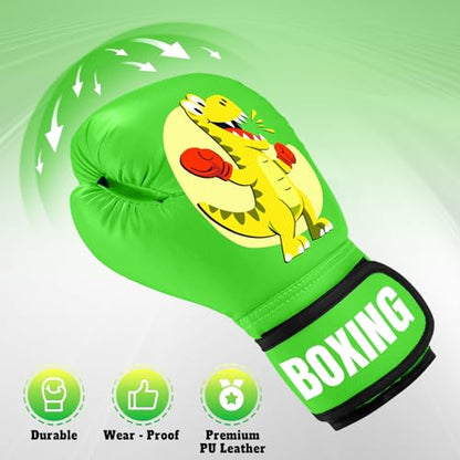 Kids Boxing Gloves for Boys & Girls, Youth Boxing Training Gloves for Kids Age 3 to 9 Years, 4OZ Training Sparring Gloves for Punching Bag Kickboxing Muay Thai MMA - color: Green