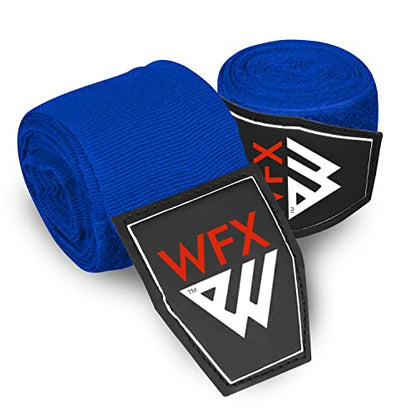 WFX Boxing Hand Wraps 3.5 4.5 Meter Martial Arts Bandages Inner Gloves Wrist Support Straps Punching Under Hand Knuckles Heavy Elasticated Training Bag Mitts Muay Thai - color: Blue, size: 3.5 M