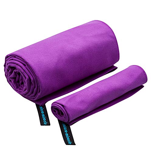 XL 여행용 타월 - 2in1 대형 빠른 건조 엑스트라 소프트 극세사, 13가지 색상, 체육관, 수영 연습, 여행, 배낭여행, 캠핑, RV, 해변, 비상 가방, 기숙사, 작은 집, 밴 또는 캠핑카용 경량 - color: 퍼플.