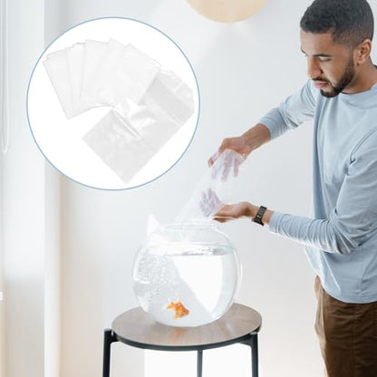 Beaupretty 50pcs Ornamental Fish Packing Bags with Reinforced Square Bottom, Live Fish Transport Bags for Aquarium Shipping, 20x35x12cm with Elastic Bands for Safe Aquatic Shipping