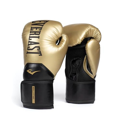 Everlast Elite 2 Boxing Gloves - color: Gold/Black, size: 16 oz