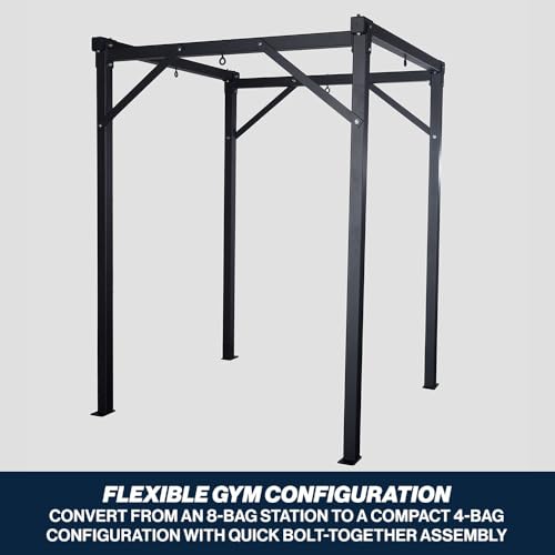 Titan Fitness Heavy Bag Boxing Stand - Holds 8 Bags, 12'x6' Commercial Boxing Training Rack, 360-Degress Access, 3" Steel Tubing with Bolt-Down Stability, Collapsible to 4-Bag Setup