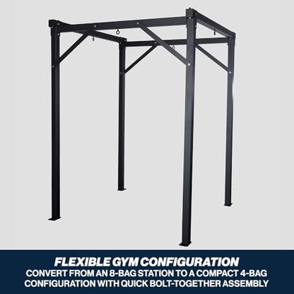 Titan Fitness Heavy Bag Boxing Stand - Holds 8 Bags, 12'x6' Commercial Boxing Training Rack, 360-Degress Access, 3" Steel Tubing with Bolt-Down Stability, Collapsible to 4-Bag Setup