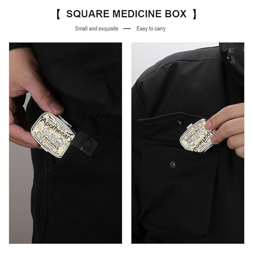 Metal 2 Compartment Pill Organizer Travel Friendly Portable Compact Pill Box Cute Pill Case to Hold Vitamins,Fish Oil,Supplements,Meds,Tablet for Purse,Pocket. (Apothecary) - color: Apothecary