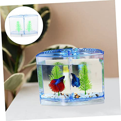 KOMBIUDA Acrylic Fish Tank Breeding Box for Small Fish with Transparent Dual Compartments Desktop Aquarium Nursery for Goldfish Shrimp and Fry Practical Accessory