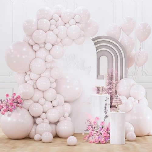 PartyWoo Beige Balloons 128pcs Different Sizes of 18 12 10 5 Inch Boho Cream Ivory Neutral Balloon Arch Kit Garland for Bridal Shower Graduation Baby Shower Birthday Party Decorations White-F60 - color: White-f60