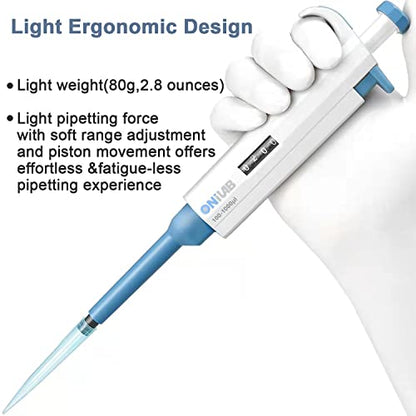ONiLAB Lab Micropipette, Single Channel Adjustable Pipettor, 50-200ul | Manual Micropipette, High Precision Design, Accurate Liquid Transfer, Ergonomic Design - style: 50-200ul