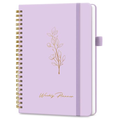 Taja Undated Weekly Planner, Weekly To Do List Notebook with Goal & Habit Tracker Organizer, A5 Weekly Planner Notebook with Spiral Binding, 6.1" x 8.2" - Purple - color: g.Purple