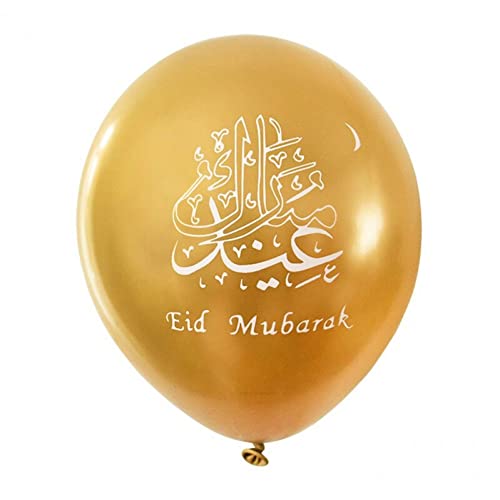 Ramadan Kareem Latex Balloon 10pcs Eid Mubarak Balloons for Fitr Muslim Islamic Festival Party Decoration Gold - color: Gold