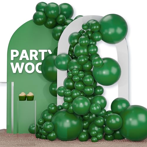 PartyWoo Dark Green Balloons 120pcs Different Sizes of 18 12 10 5 Inch Emerald Hunter Forest Green Balloon Arch Kit for Birthday Christmas Graduation Dinosaur Jungle Theme Party Decorations Green-Y56 - color: Green-y56