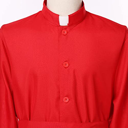 COSDREAMER Mens Clergy Robe Preacher Cassocks Mens Praise Worship Robes - color: Red, size: Medium