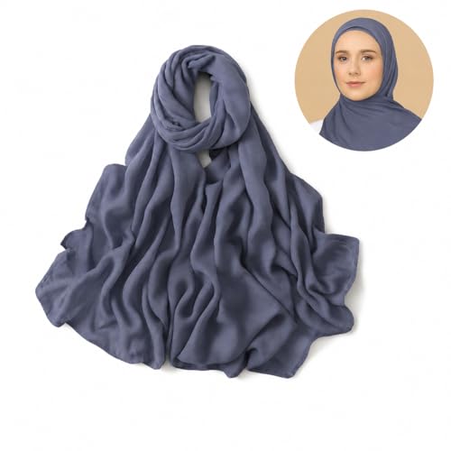 Premium Breathable Modal Cotton Hijab for Women, Lightweight, Non-Slip, Soft & Elegant Scarf for Everyday Wear - color: Dusty Periwinkle