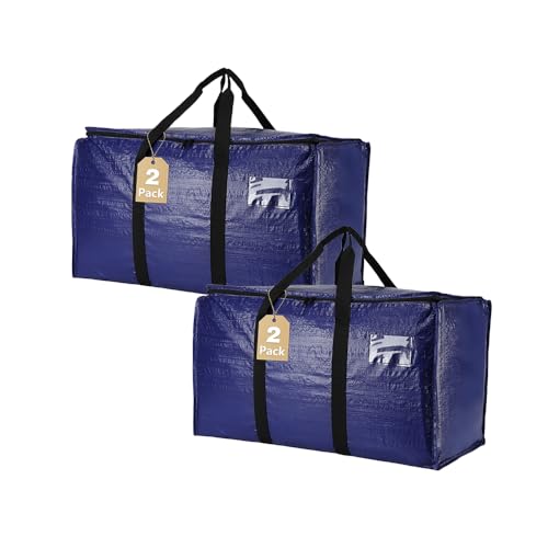 Cryster 2-Pack Clear Moving Bags – Heavy Duty Storage Totes with Reinforced Handles & Double Zippers, Extra Large for Packing, Organizing, and Moving ，Carry in 2 Ways - size: 2 Pack