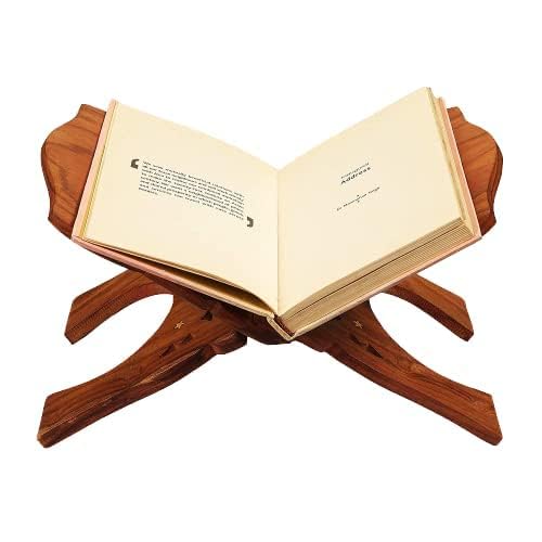 Ramayan Bible Geeta Quran and Granth Sahib Reading Wooden Holy Book Stand 12 Inches Rehal for Home Temple
