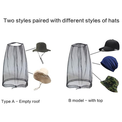 Practical Head Covers with Fine Density Mesh Antibug Head Net for Women Men Unisex Hiking Camping Fishing Accessories Gnat - color: Black Empty Top