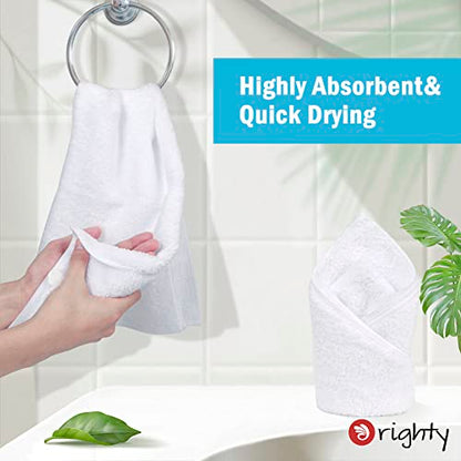 Orighty 6-Pack White Hand Towels - Quick Drying & Absorbent Microfiber Gym Towels 16x28 inches - Lightweight & Thin White Yoga Towel - Multi-Purpose Camping Towel for SPA, Hotel & Bathroom | Quick Drying & Absorbent, Lightweight & Thin White Yoga Towel -