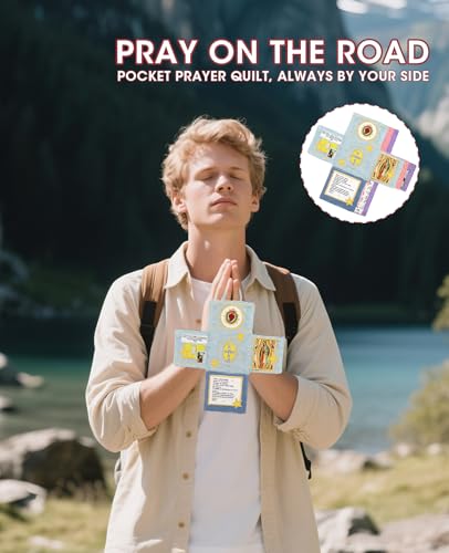 Onism Pocket Prayer Quilt with Cross, 3 Pack Spanish, Pink Blue Purple Set | Handcrafted handheld shrine, soft velvet backing, scripture verses inside, baptism keepsake for women, portable travel altar - color: 3pcs Pink、purple、blue – Large (No Pocket)