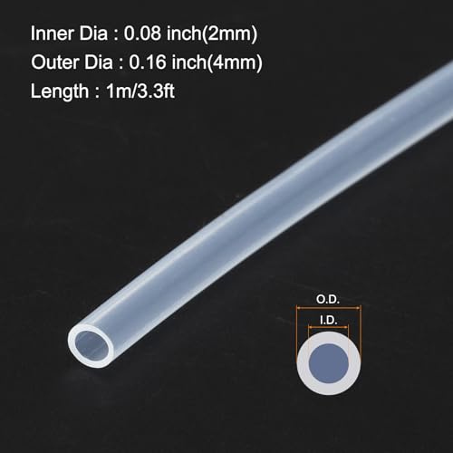 1m(3.3ft) 2mm(0.08") ID x 4mm(0.16") OD Silicone Tubing Clear Industrial Plastic Tubing Pure Silicone Hoses for Pump Siphoning Draining Irrigation Brewing - color: Clear, size: 0.08" x 0.16"
