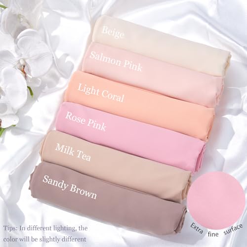 Heavy Not Easily See Through Long Chiffon Hijab Scarf for Women, Amazing Smooth Muslim Head Scarves - color: Beige