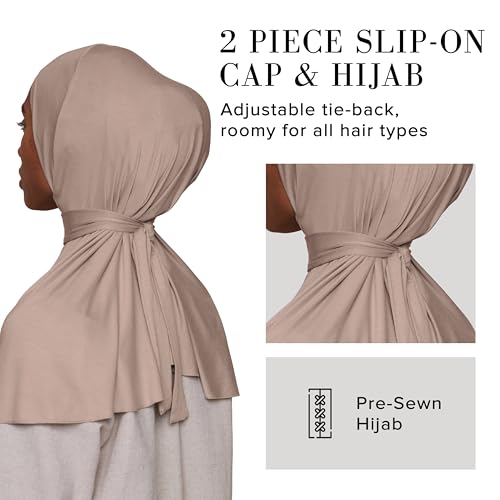 Slip-on Instant Premium Jersey Hijab with Undercap - Buttery Soft, Lightweight Hijab with Innovative Tie-Back Design - color: Vanilla