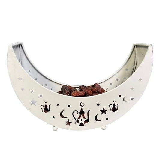 Ramadan/Eid's serving Tin Gold or White. (White) - color: White