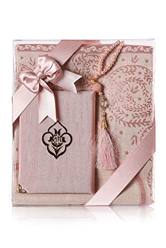 Muslim Prayer Rug, Yaseen Surah Pocket-Size Book & Prayer Beads Set, Perfect Islamic Gift I Mawlid Gift I Suitable for Men, Women | Islamic Ramadan Eid Gifts, (1 Sets, Pink) - size: 1 Sets