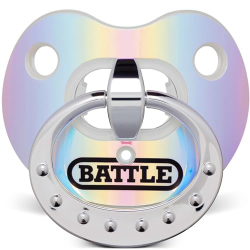 Battle Sports Binky Oxygen Football Mouthguard - Detachable Strap, Maximum Breathability, Works with Braces & No Boiling Required - color: Iridescent Blue/Purple