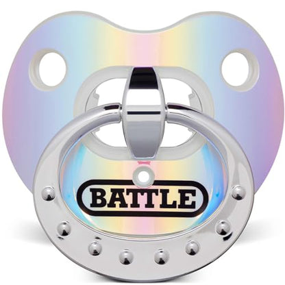 Battle Sports Binky Oxygen Football Mouthguard - Detachable Strap, Maximum Breathability, Works with Braces & No Boiling Required - color: Iridescent Blue/Purple