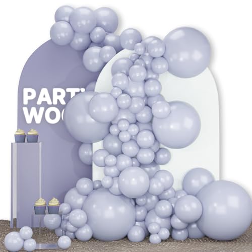 PartyWoo 더스티 블루 풍선 140피스 다양한 사이즈 팩 45.7cm(18인치), 30.5cm(12인치), 25.4cm(10인치), 12.7cm(5인치), 슬레이트 블루 보헤미안 뉴트럴 풍선 아치 키트, 베이비 샤워, 졸업 고양이 토네이도, 생일 파티 장식, 블루-F51 - color: 블루-f51