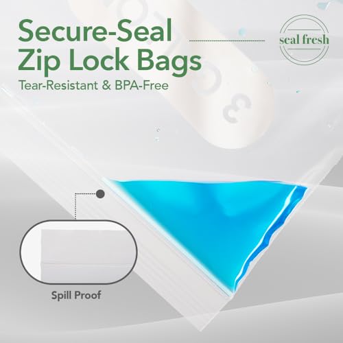 Seal Fresh 3 Gallon Large Plastic Storage Bags – 16" x 18" (30 Count) – Reusable XXL Extra Large Clear Jumbo Zip Bags with Sealable Zipper Top For Clothes, Travel, Moving - size: 3 Gallon - 30 Pack