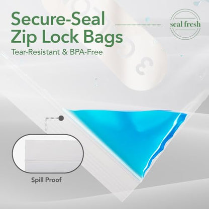 Seal Fresh 3 Gallon Large Plastic Storage Bags – 16" x 18" (30 Count) – Reusable XXL Extra Large Clear Jumbo Zip Bags with Sealable Zipper Top For Clothes, Travel, Moving - size: 3 Gallon - 30 Pack