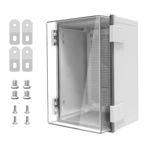 Junction Box, IP65 Waterproof Dustproof ABS Plastic Enclosure, Outdoor and Indoor Project Box Hinged Clear Cover with Mounting Plate Wall Brackets, Outer Dimension 11.8"x 7.9" x 7.1", Grey - size: 11.8"x 7.9" x 7.1" (1pc)