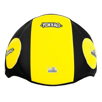 YOKKAO Belly Pad - Leather | Heavy-Duty Padding | Produced at Factory, Thailand | Muay Thai | 5 Colors - color: Yellow/Black