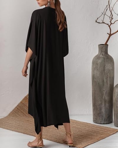 Bsubseach Women Kaftan Dresses Caftan Maxi Dress Swimsuit Cover Up Moomoo - color: B-black